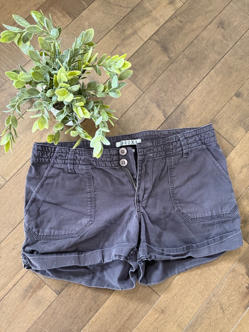 Roxy Women's Dark Gray Cotton Jean Shorts
